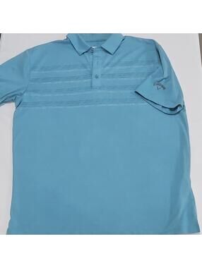 Callaway Men's Blue Striped Lightweight Logo Golf Polo Short 0130 Sleeve Size L